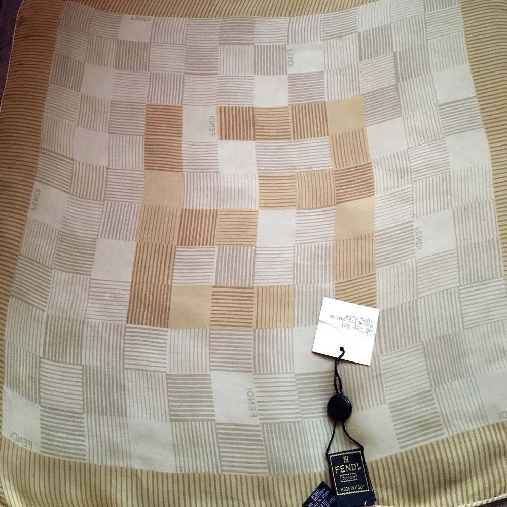 Silk Fendi Pocket Square or Scarf Tags On